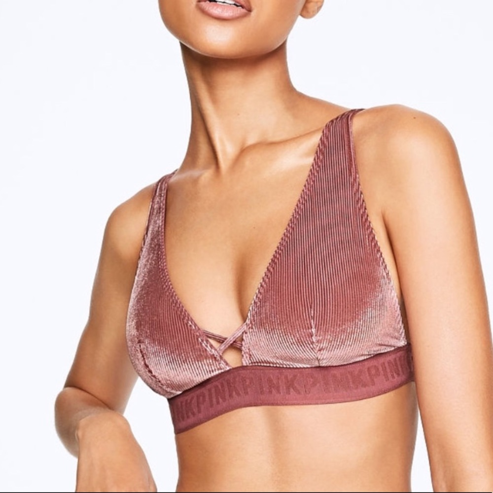 NWOT velvet Bralette PINK Victoria secret